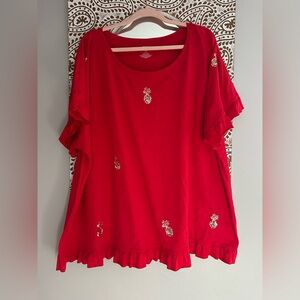 Red Pineapple Sequin Women's Top